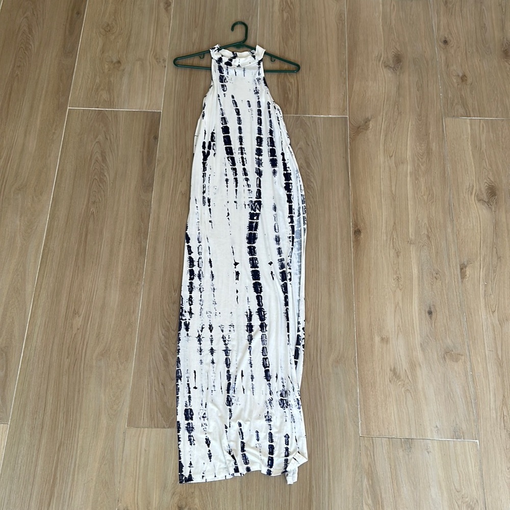 High neck, high slit, maxi top tie-dye